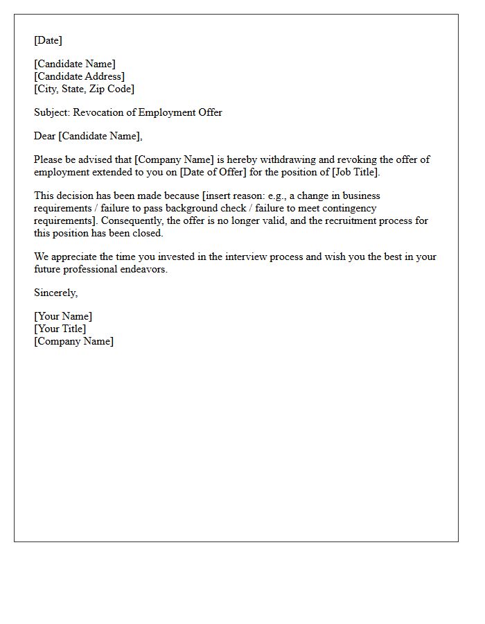 Employment Offer Revocation Letter
