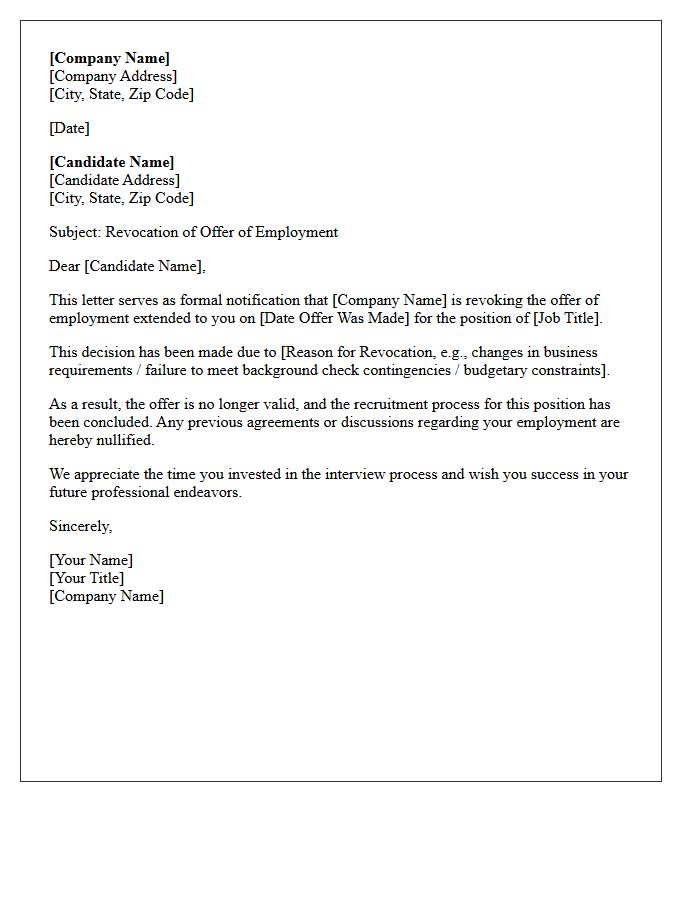 Official Offer Letter Revocation