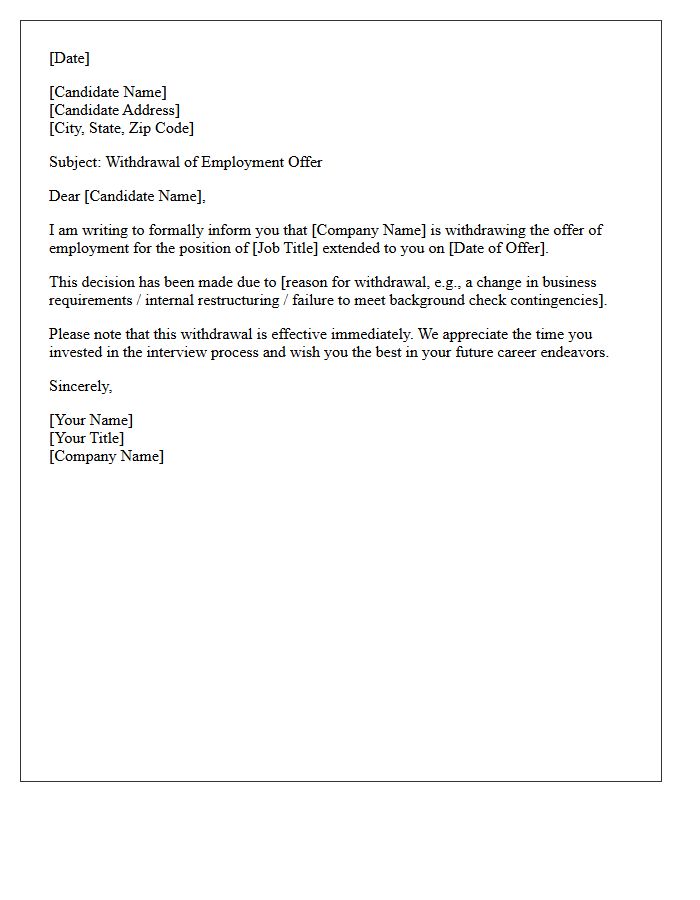 Candidate Offer Withdrawal Letter
