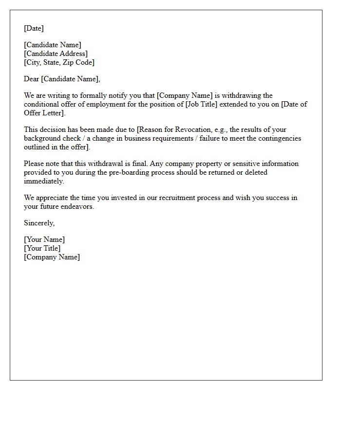 Pre-Employment Offer Revocation Letter