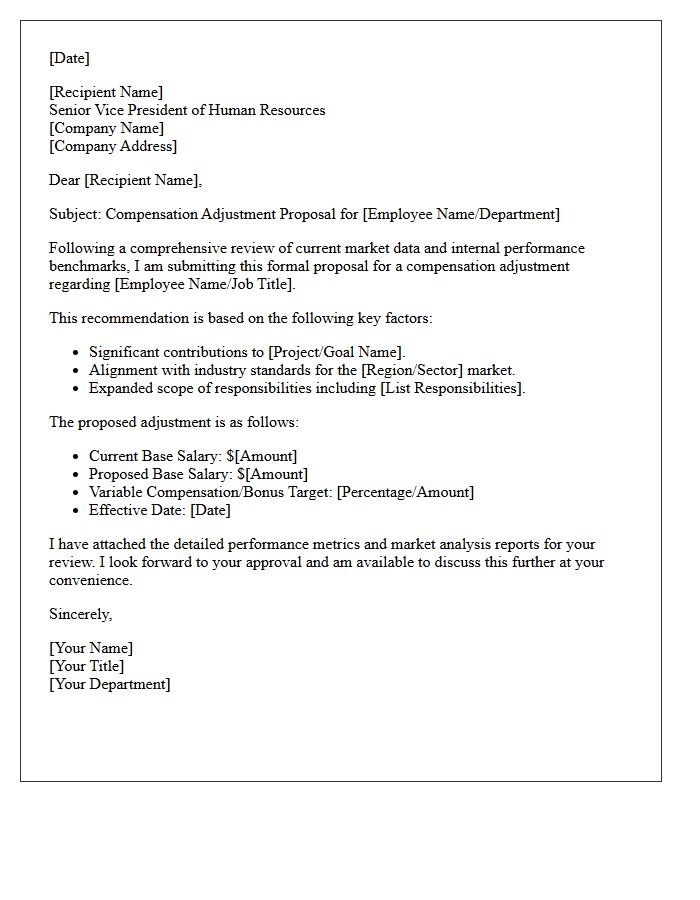 Senior Vice President of Human Resources Compensation Letter
