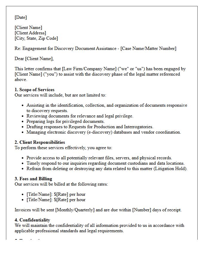 Discovery Document Assistance Engagement Letter