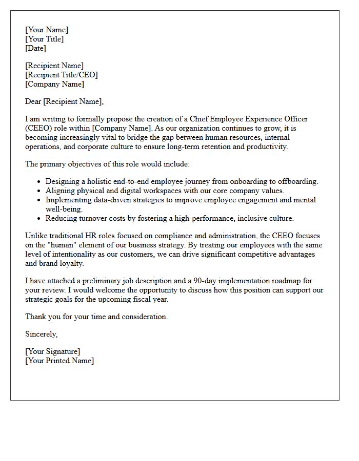 Chief Employee Experience Officer Proposal Letter