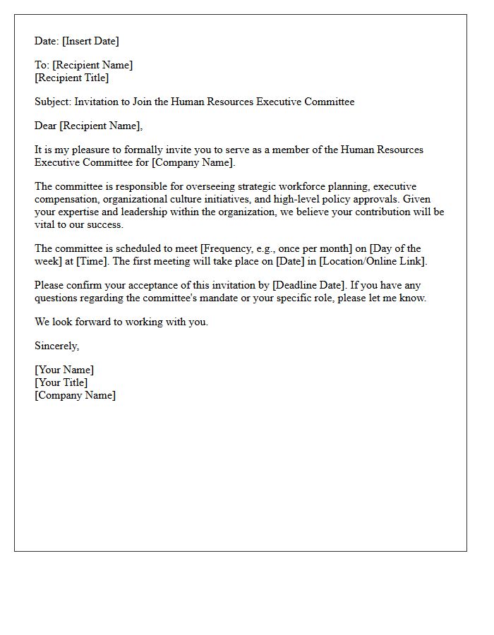 Human Resources Executive Committee Invitation Letter