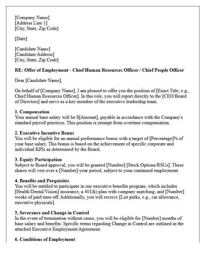 C-Suite Human Capital Management Offer Letter