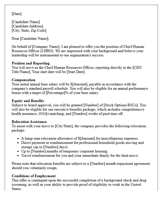 Chief Human Resources Officer Relocation and Offer Letter