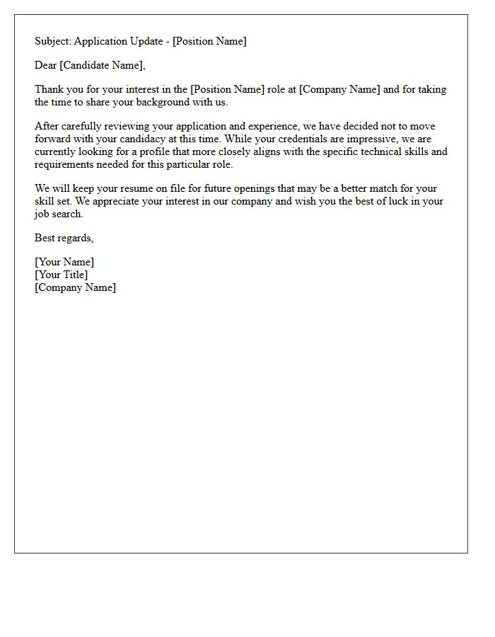 Candidate Skills Mismatch Rejection Letter