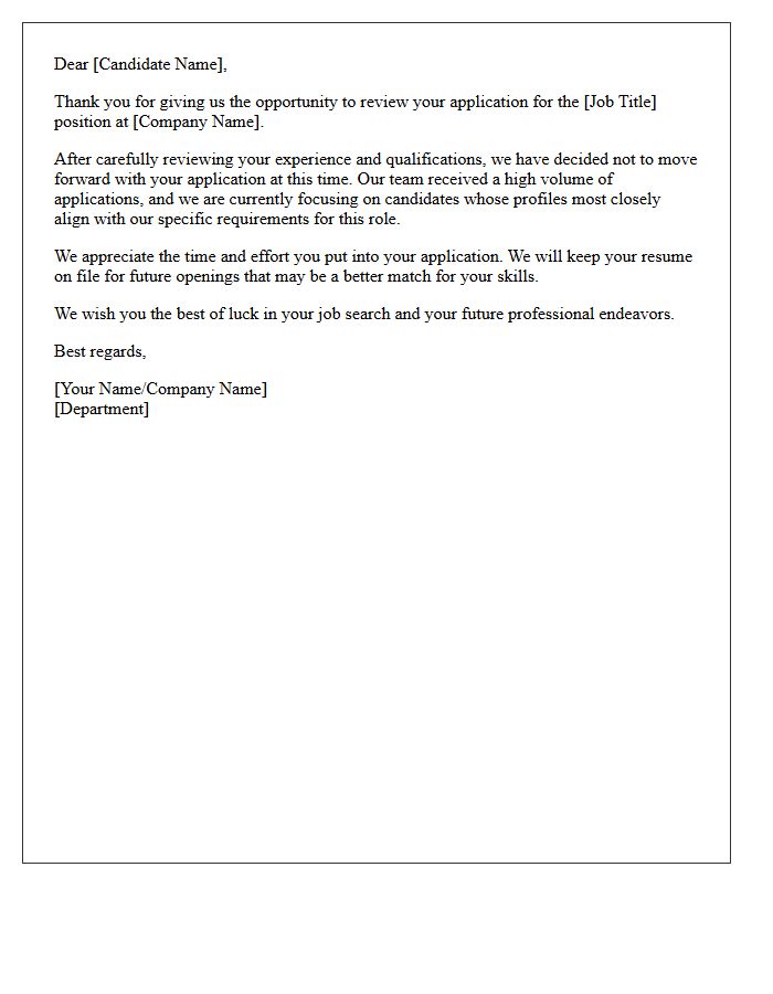 Application Unsuccessful Post-Screening Letter