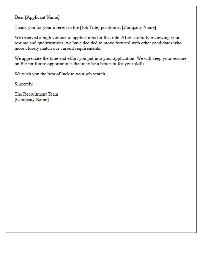High Volume Applicant Resume Decline Letter