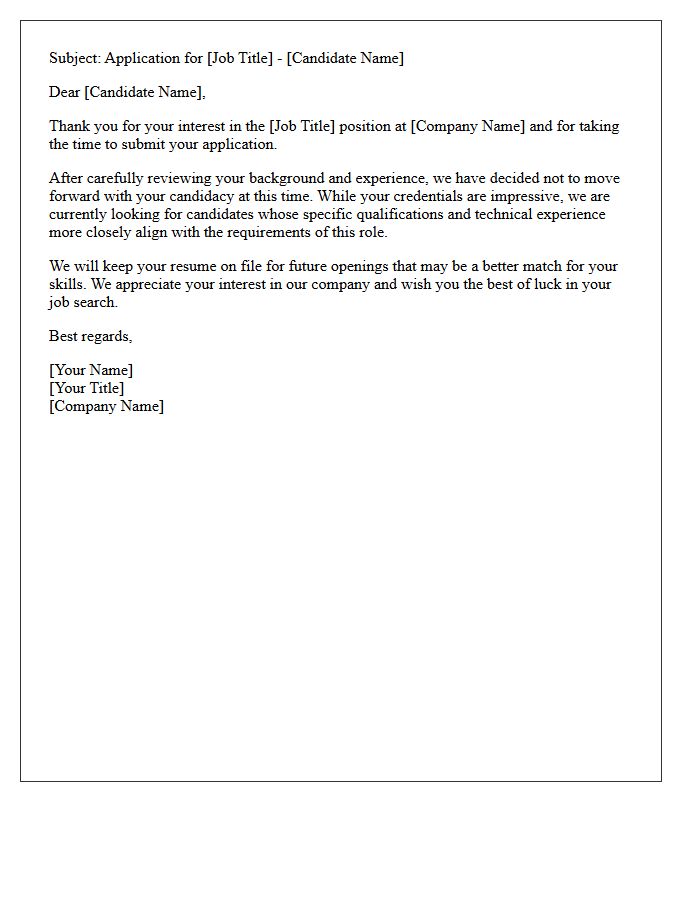 Underqualified Candidate Screening Rejection Letter