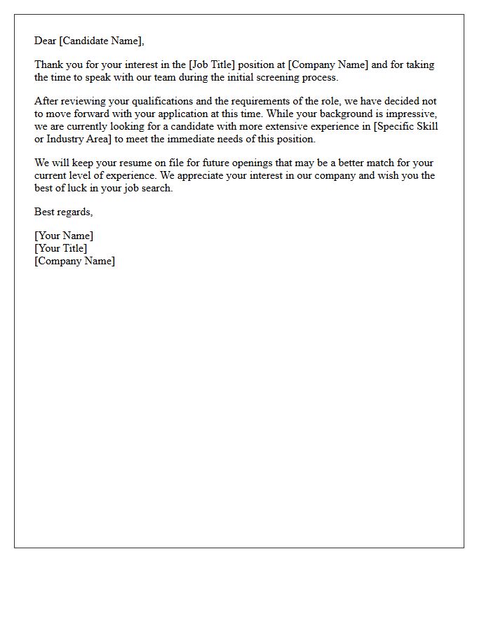 Experience Shortfall Post-Screening Decline Letter