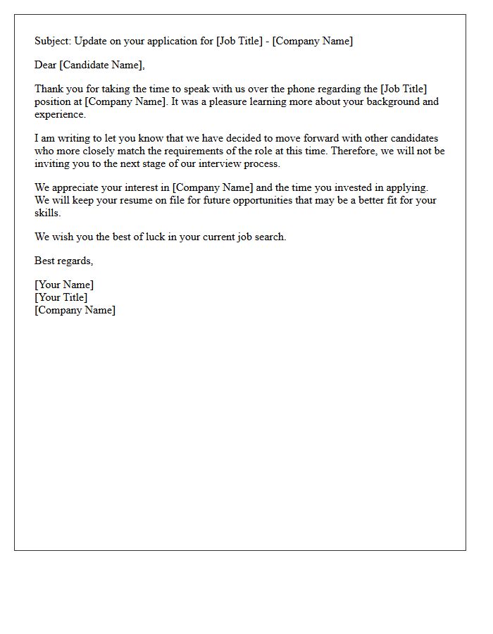 Standard Post-Phone Interview Rejection Letter