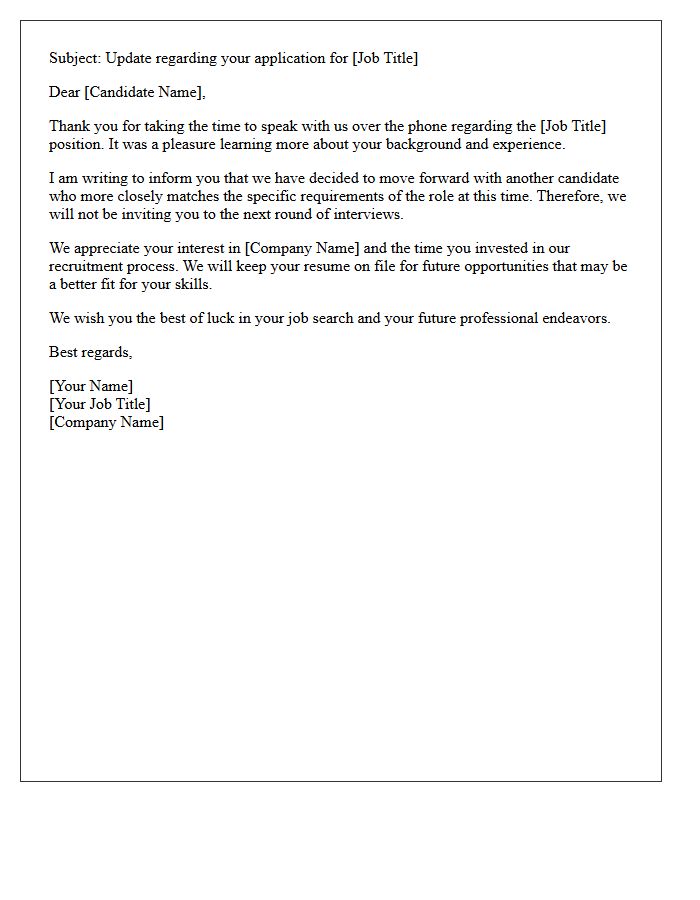 Position Filled Post-Phone Interview Rejection Letter