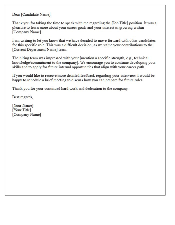 Internal Candidate Selected Post-Phone Interview Rejection Letter