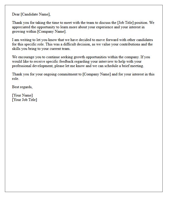 Internal Applicant Post-First Round Interview Rejection Letter