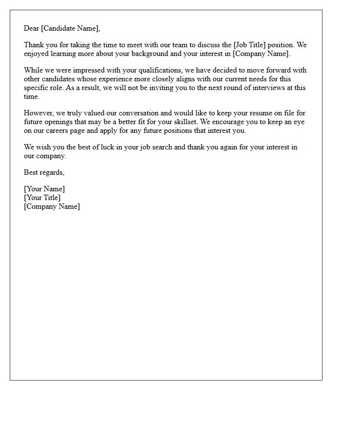 Future Opportunities Post-First Round Interview Rejection Letter