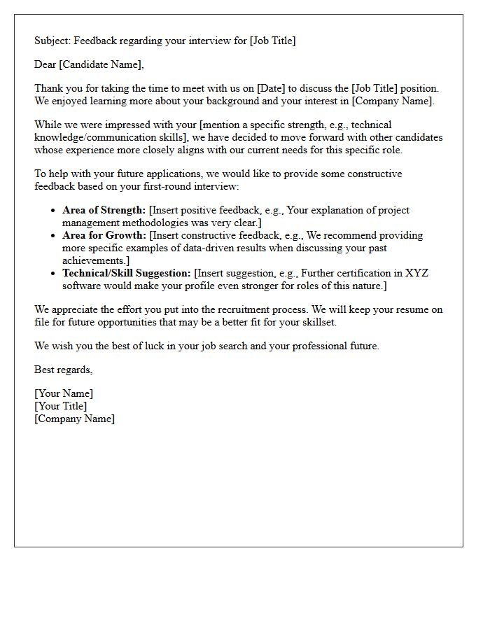 Constructive Feedback Post-First Round Interview Rejection Letter