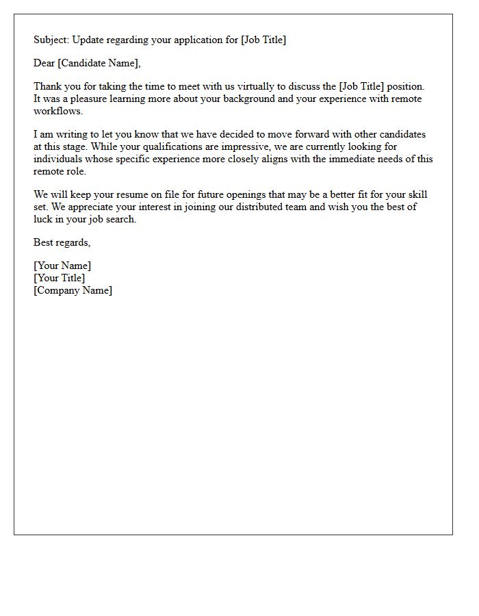 Remote Position Post-First Round Interview Rejection Letter