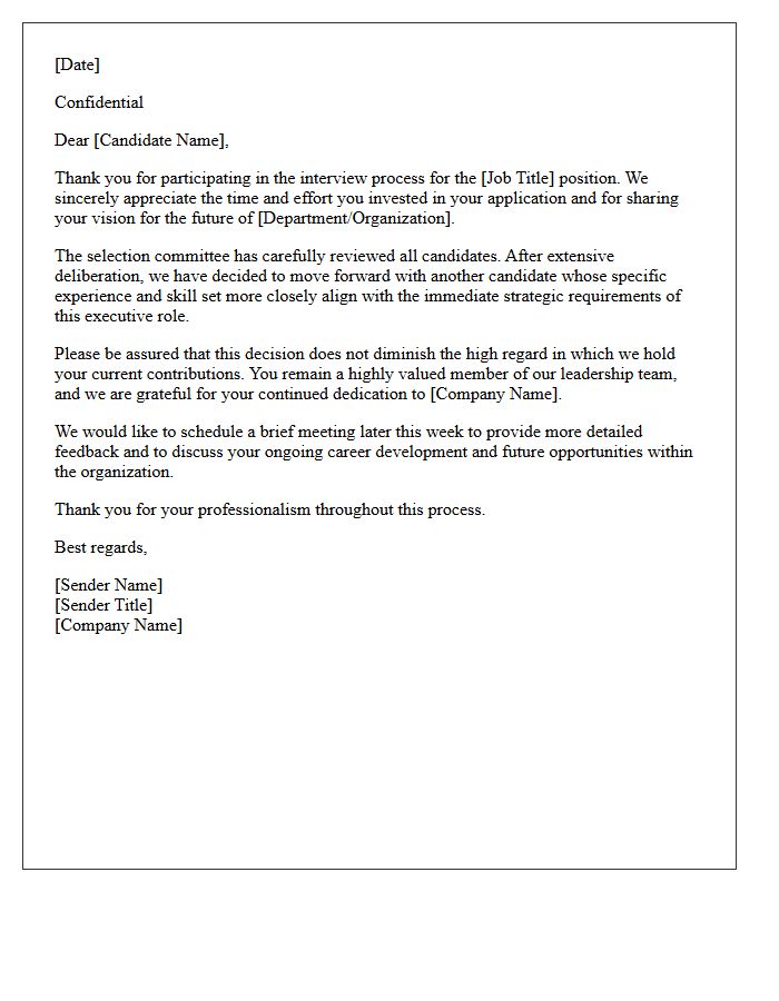 Executive Role Internal Promotion Rejection Letter