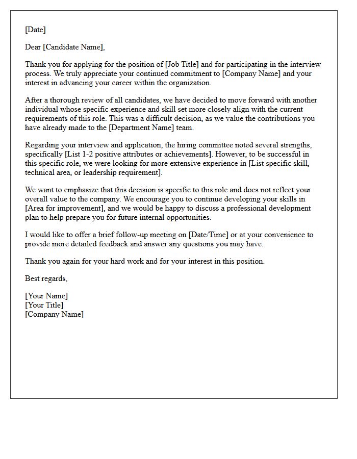 Detailed Internal Candidate Promotion Rejection Letter