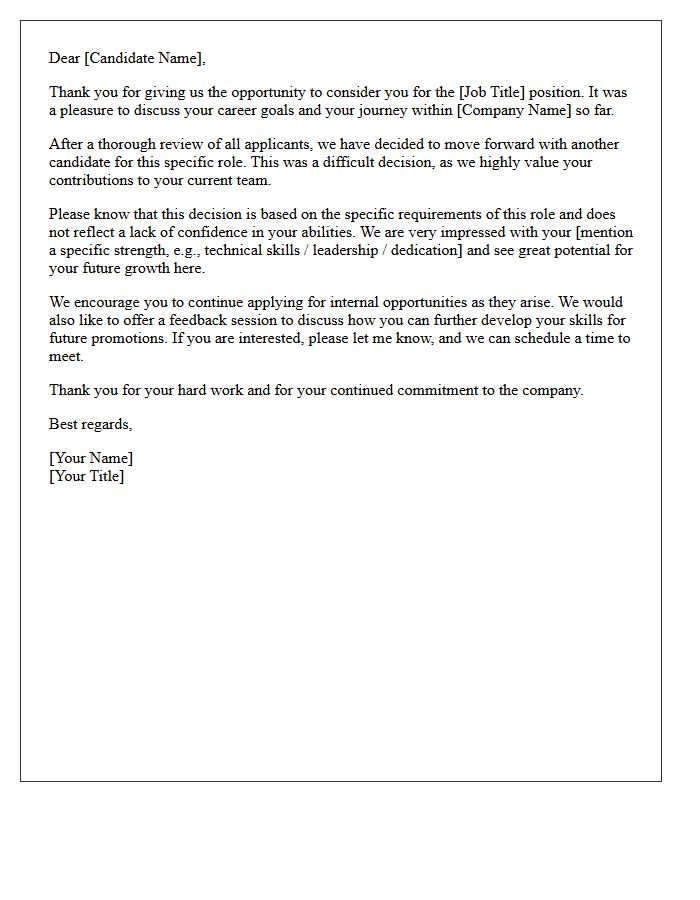 Encouraging Internal Candidate Promotion Rejection Letter