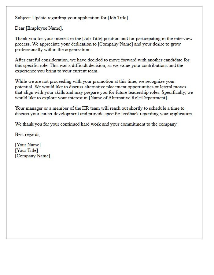 Alternative Placement Internal Promotion Rejection Letter
