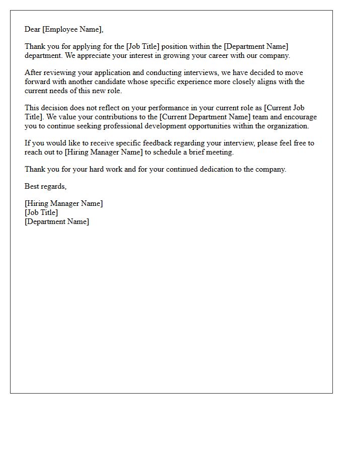 Cross-Departmental Internal Promotion Rejection Letter
