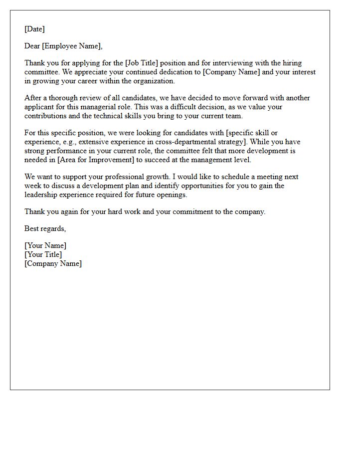 Managerial Position Internal Promotion Rejection Letter