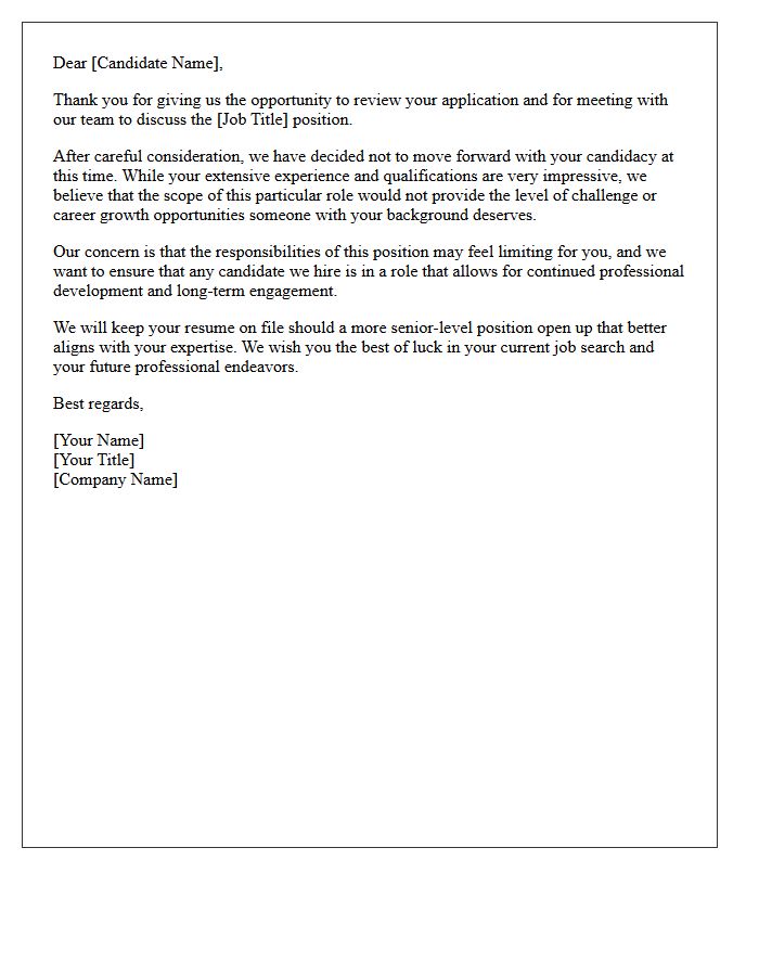 Career Growth Limitation Overqualified Candidate Rejection Letter
