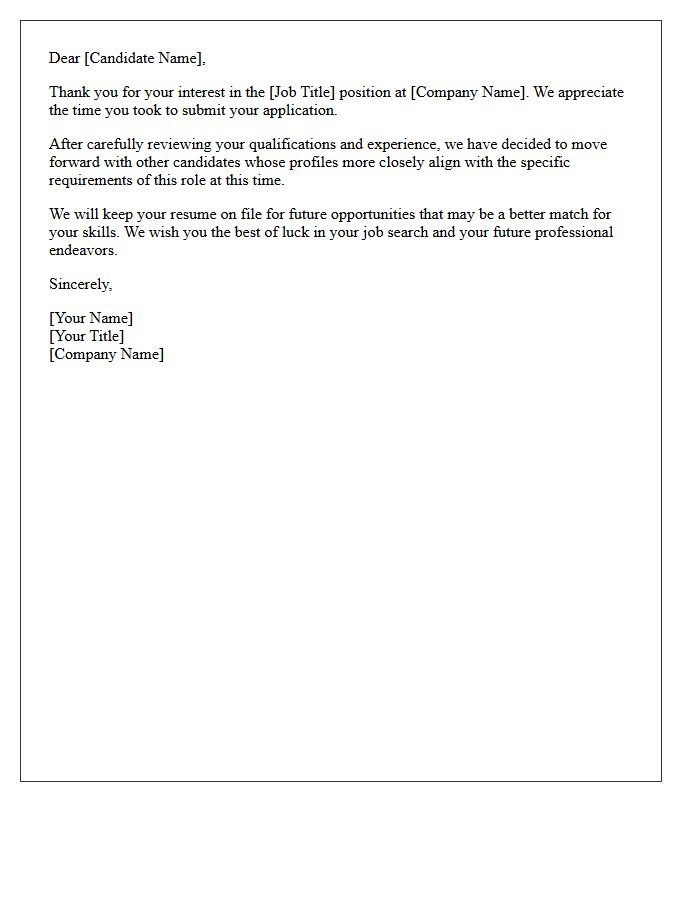 General Underqualified Candidate Rejection Letter