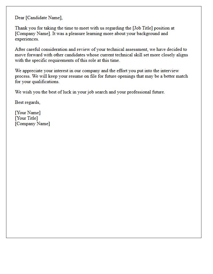 Inadequate Technical Skills Candidate Rejection Letter
