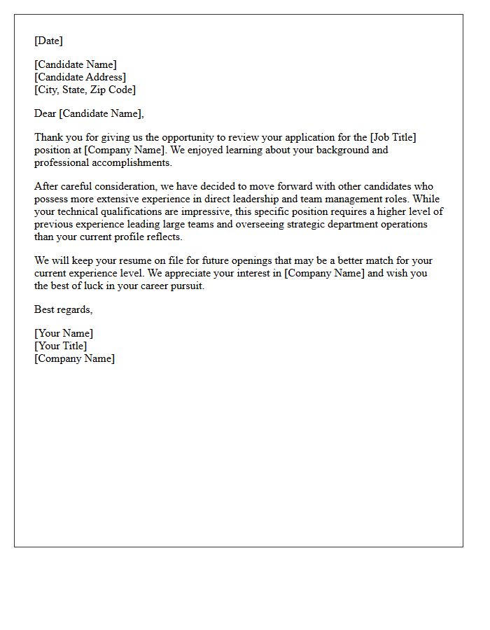 Insufficient Leadership Experience Rejection Letter