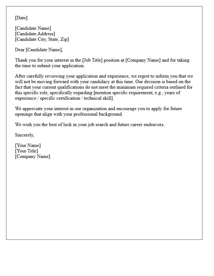 Unmet Minimum Role Requirements Rejection Letter