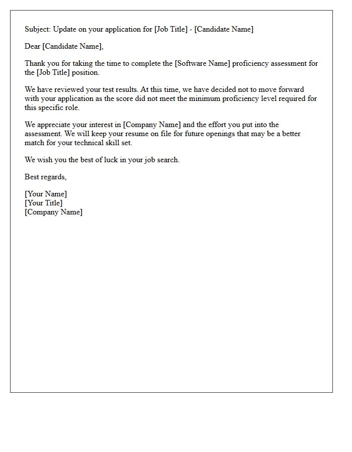 Unsuccessful Software Proficiency Test Rejection Letter