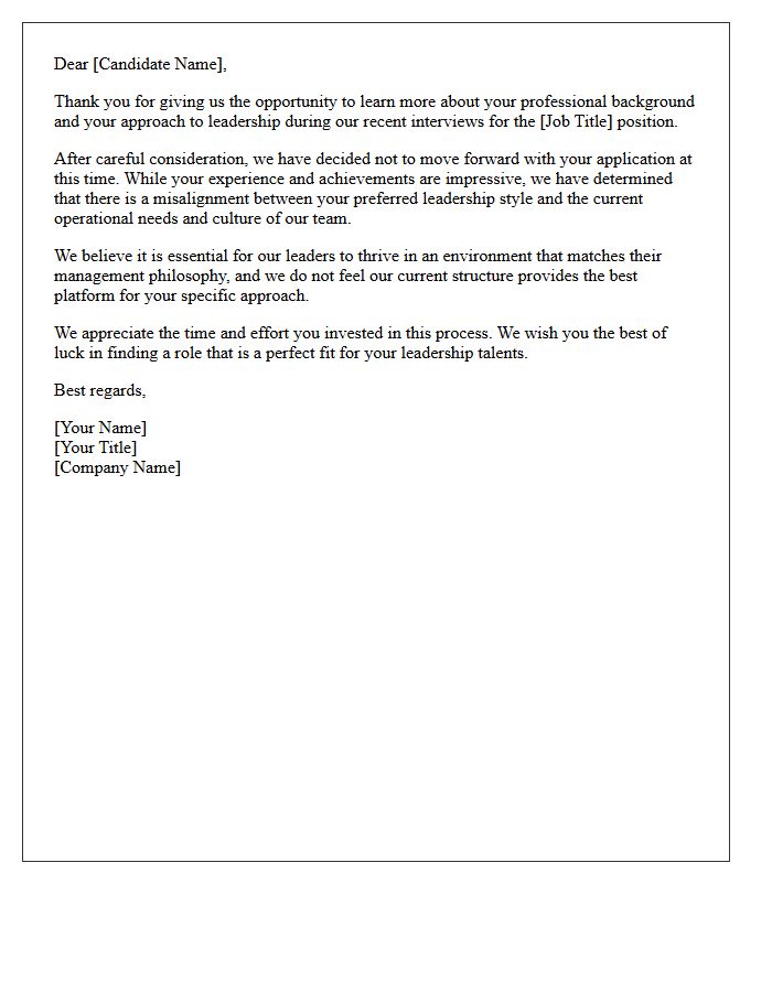 Leadership Approach Incompatibility Rejection Letter