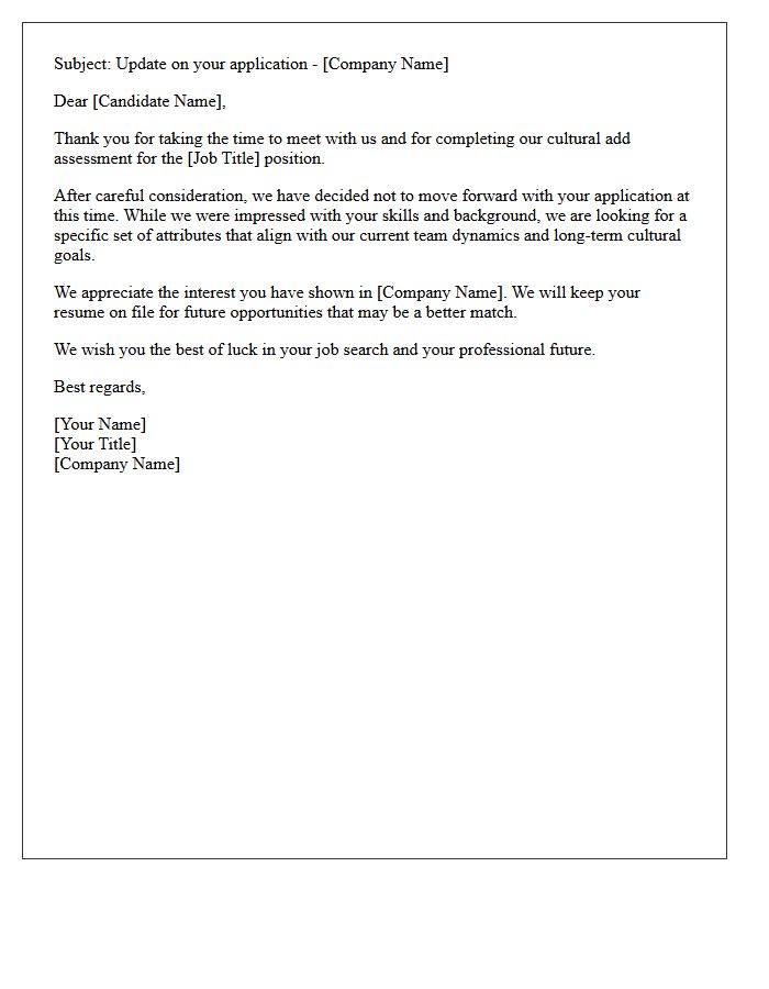 Cultural Add Assessment Rejection Letter