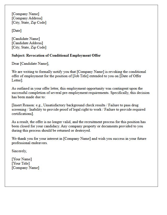 Conditional Offer Revocation Letter