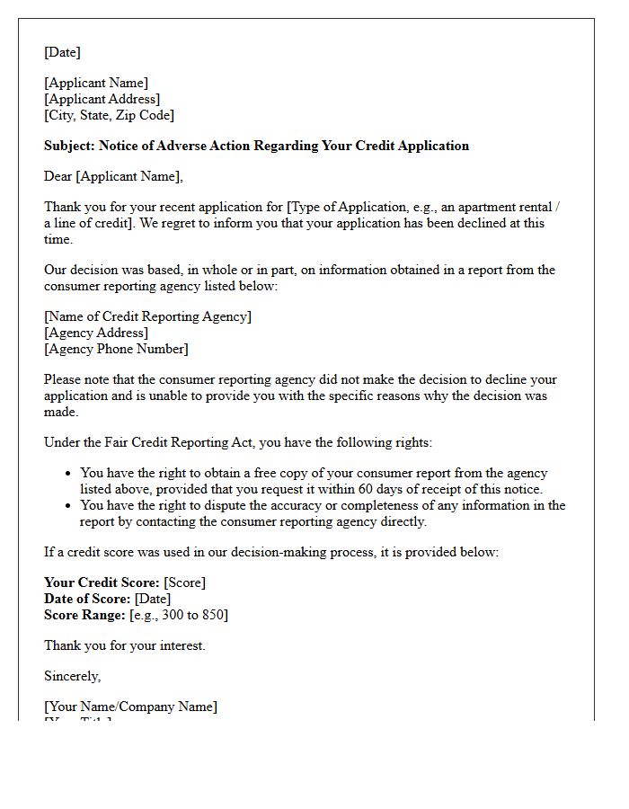 Failed Credit Check Notice Letter