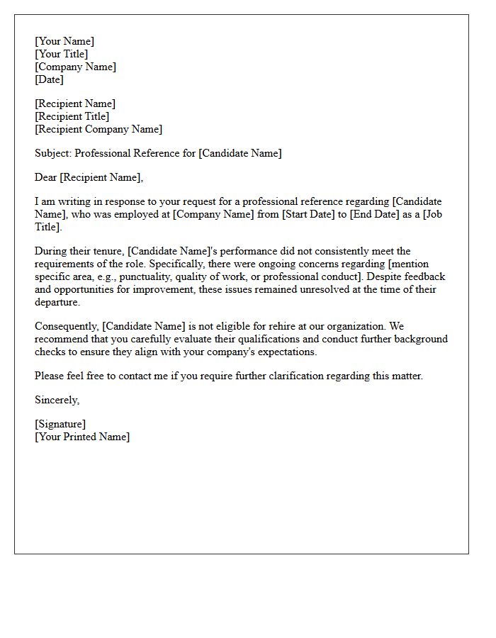 Unsatisfactory Professional Reference Letter