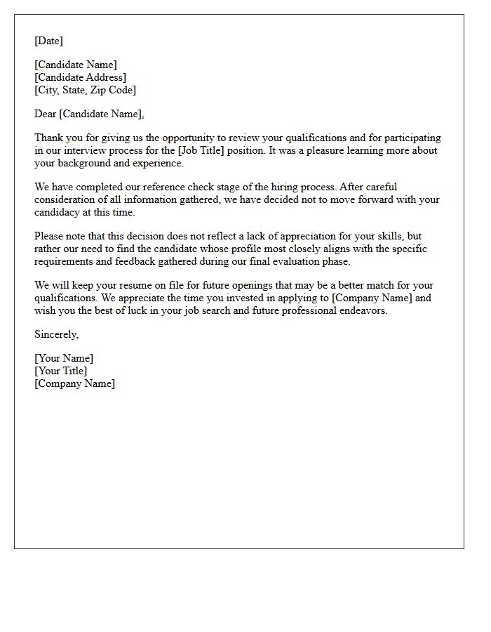 Post-Reference Check Employment Rejection Letter