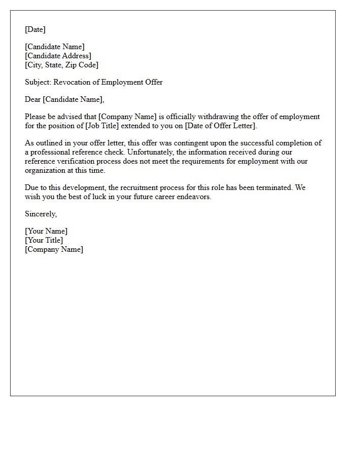 Negative Reference Check Job Offer Revocation Letter