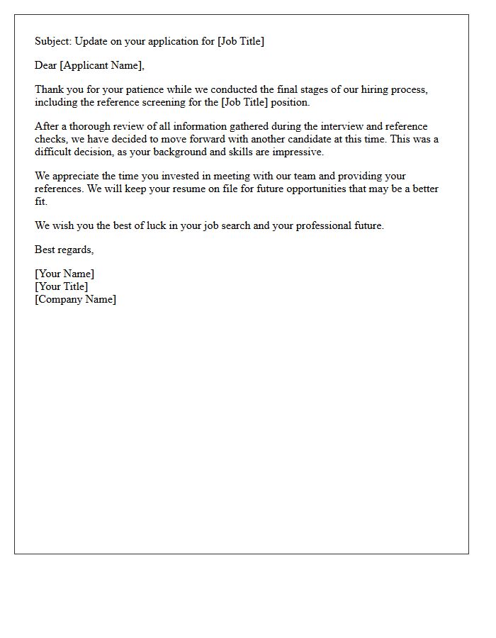 Applicant Rejection Letter Post-Reference Screening