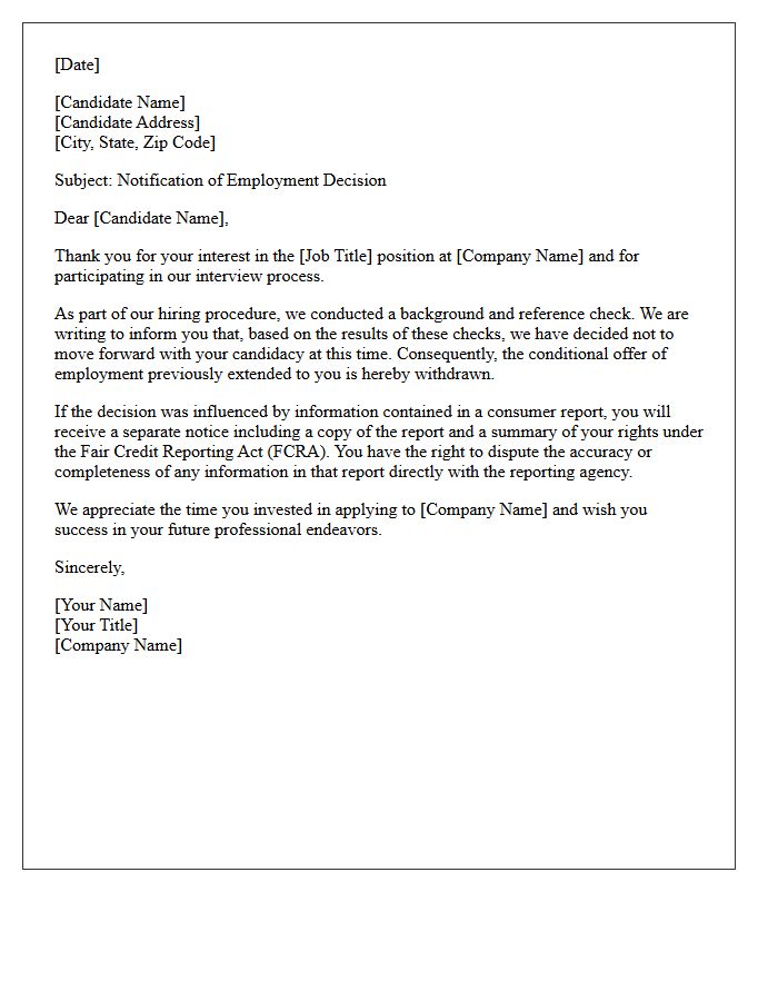 Background and Reference Check Disqualification Letter
