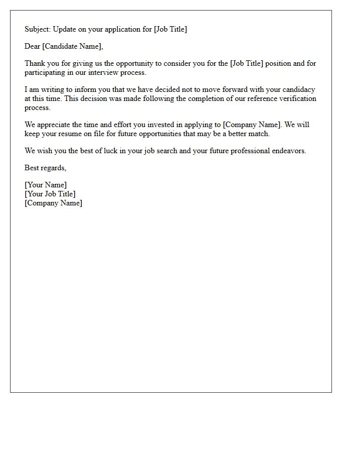Unsuccessful Reference Verification Candidate Rejection Letter