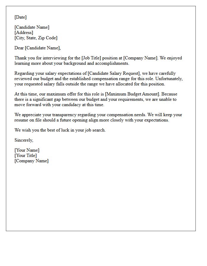 Out of Range Salary Request Rejection Letter