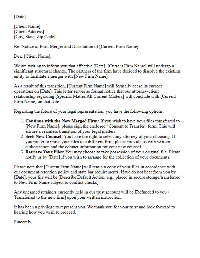 Firm Merger And Dissolution Disengagement Letter