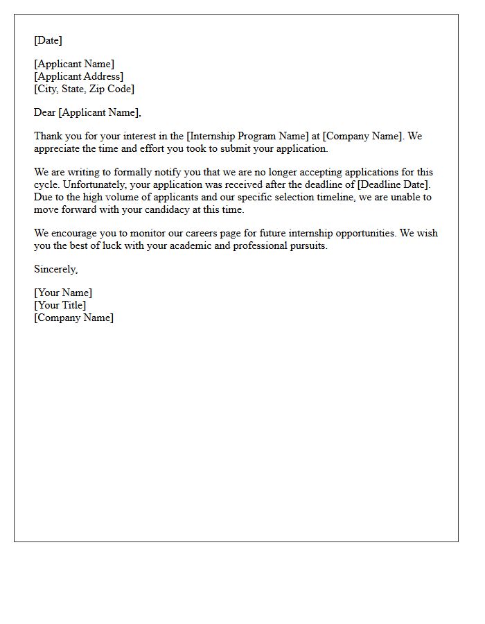 Overdue Internship Program Application Rejection Letter