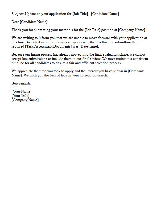 Finalized Hiring Phase Late Submission Rejection Letter