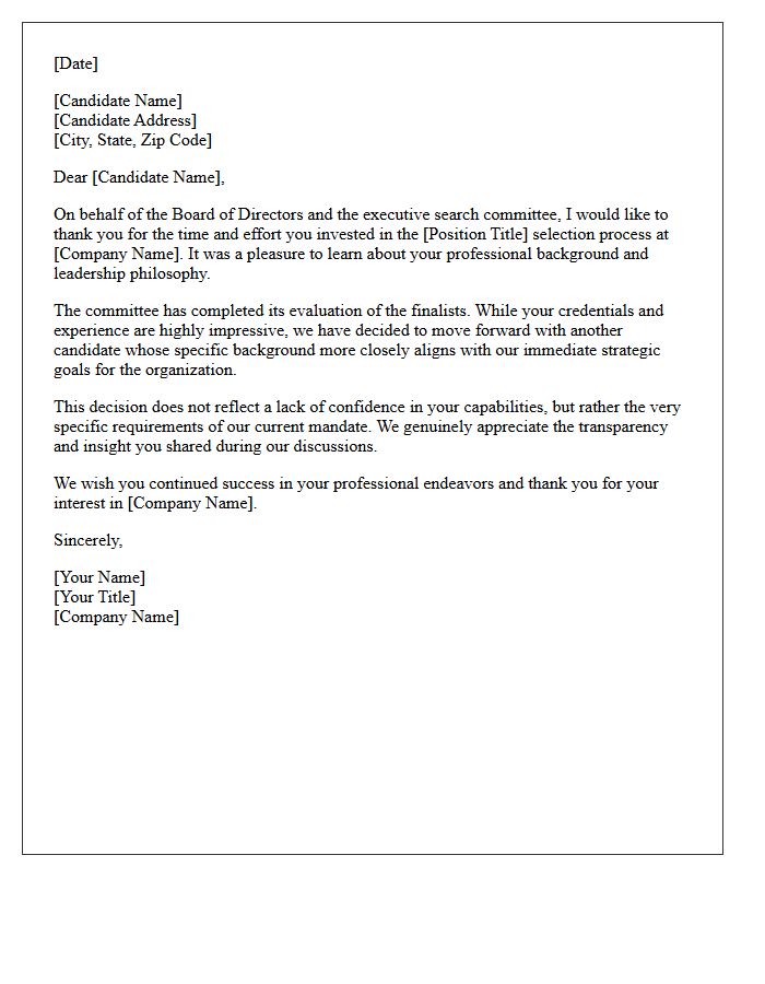 Executive Leadership Candidate Rejection Letter