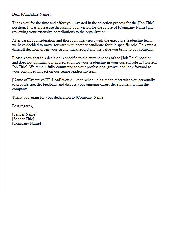 Internal Executive Leadership Candidate Rejection Letter